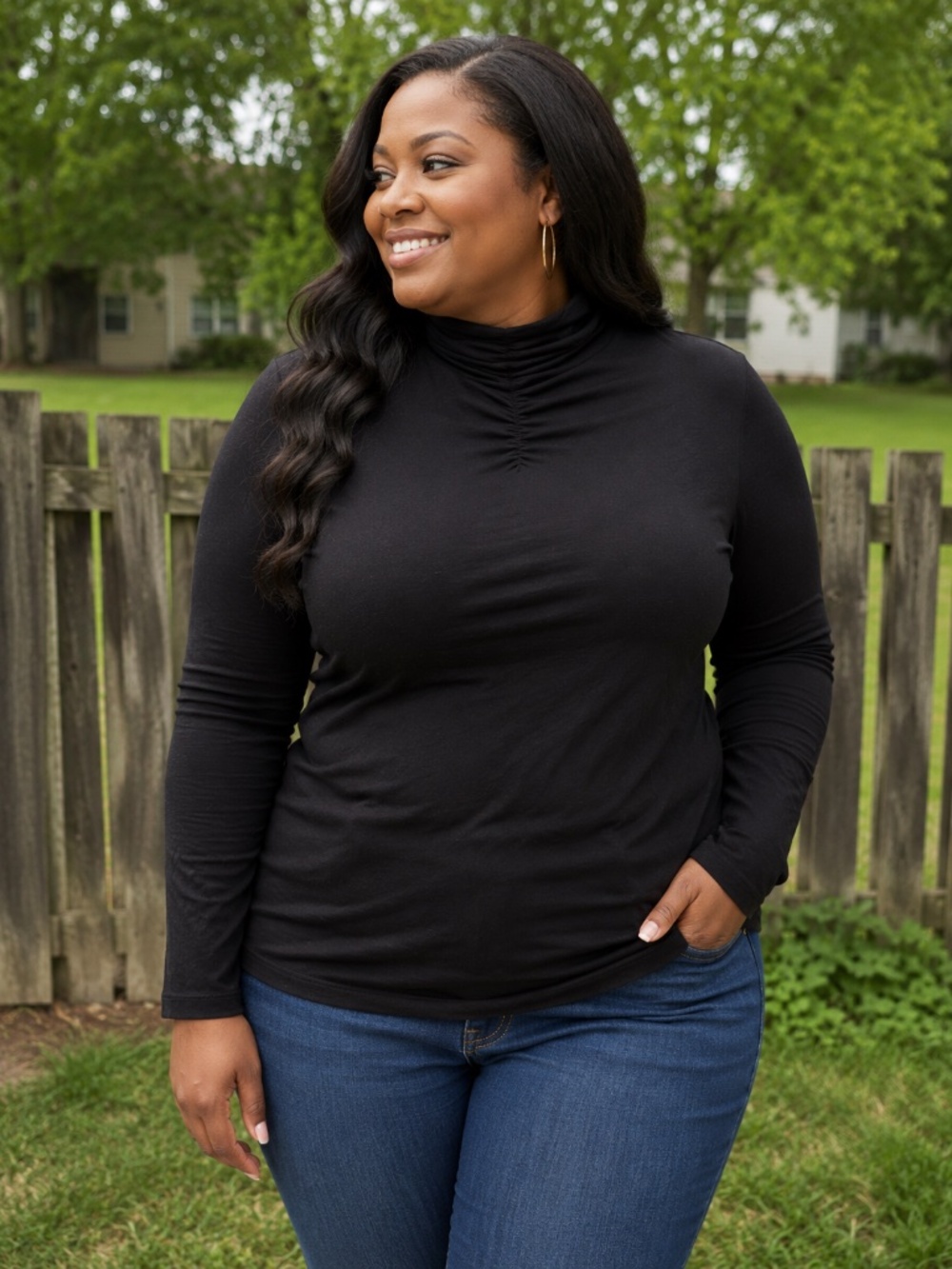 Black turtle neck top
